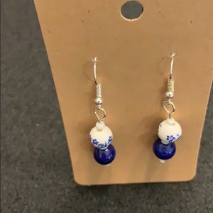 A touch of class — blue and white dangle earrings